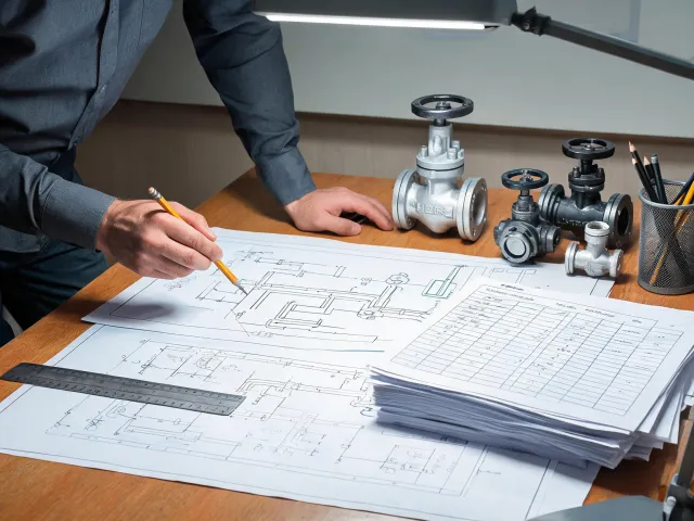 Specification desk reviewing valve schedule