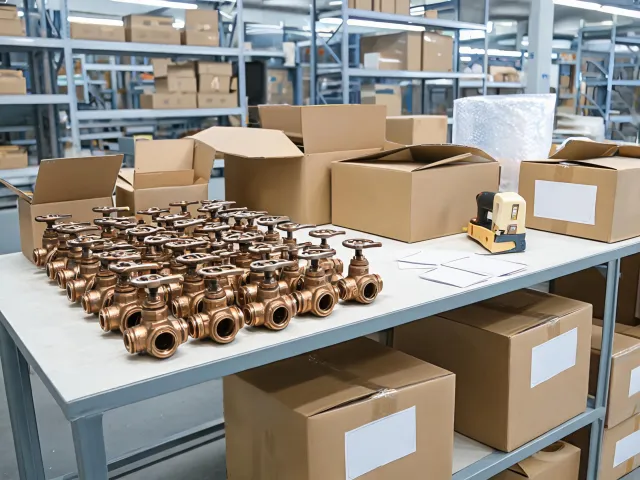 Pipe valve packaging station