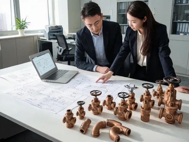 Valve support office with sample fittings