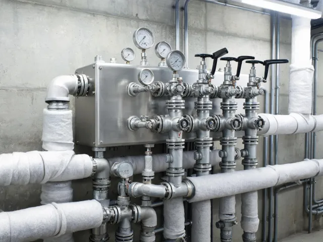 Mechanical room hydronic valve manifold