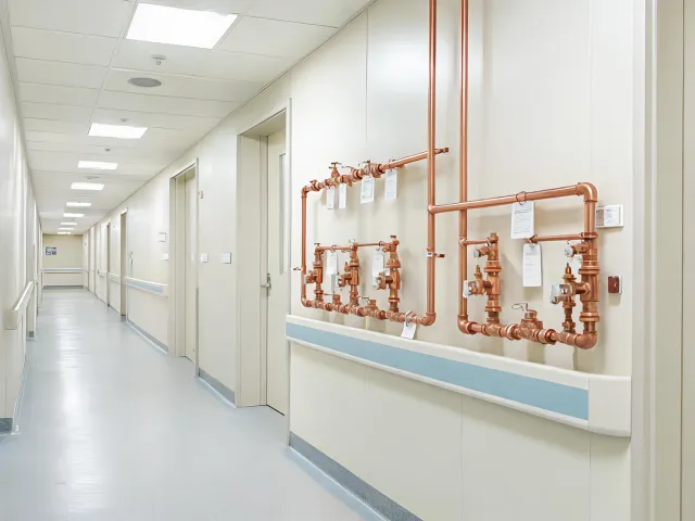 Healthcare facility service corridor piping